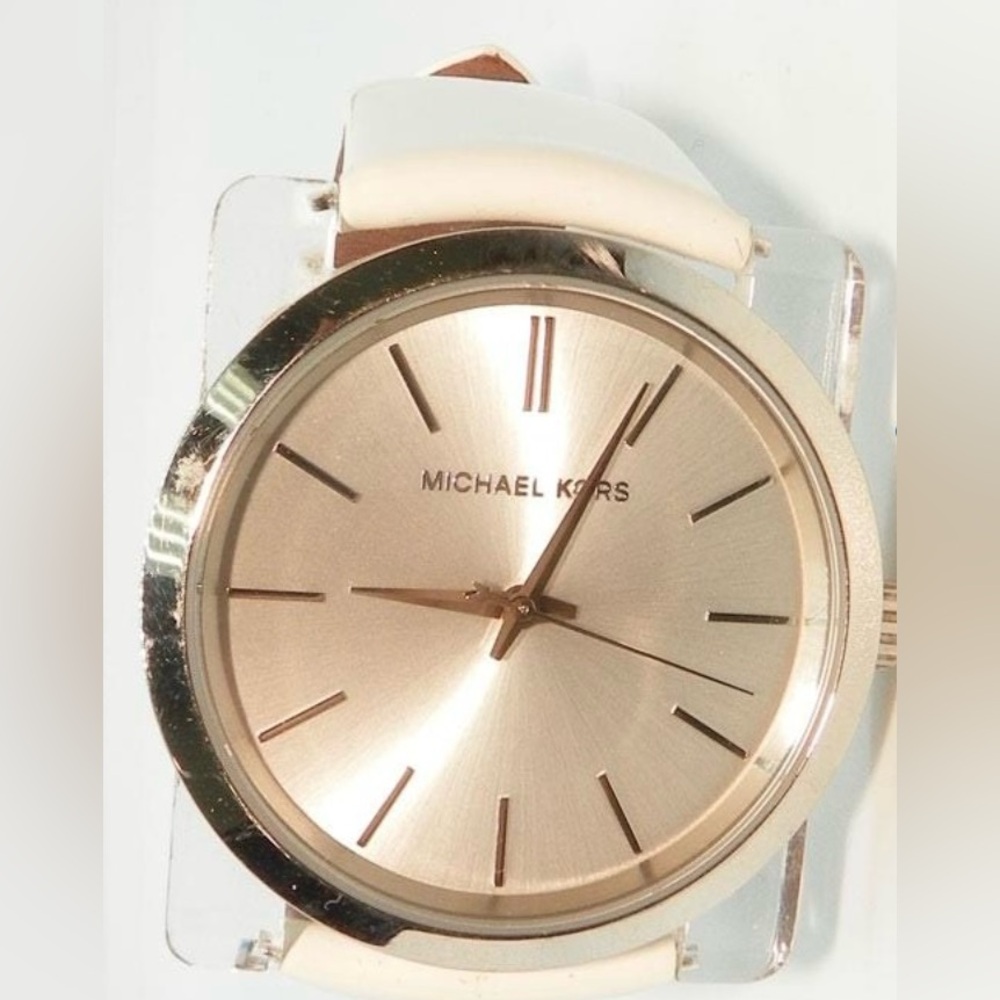 Michael Kors MK2486 Kempton Rose Gold Dial Peanut Leather Strap Women's Watch